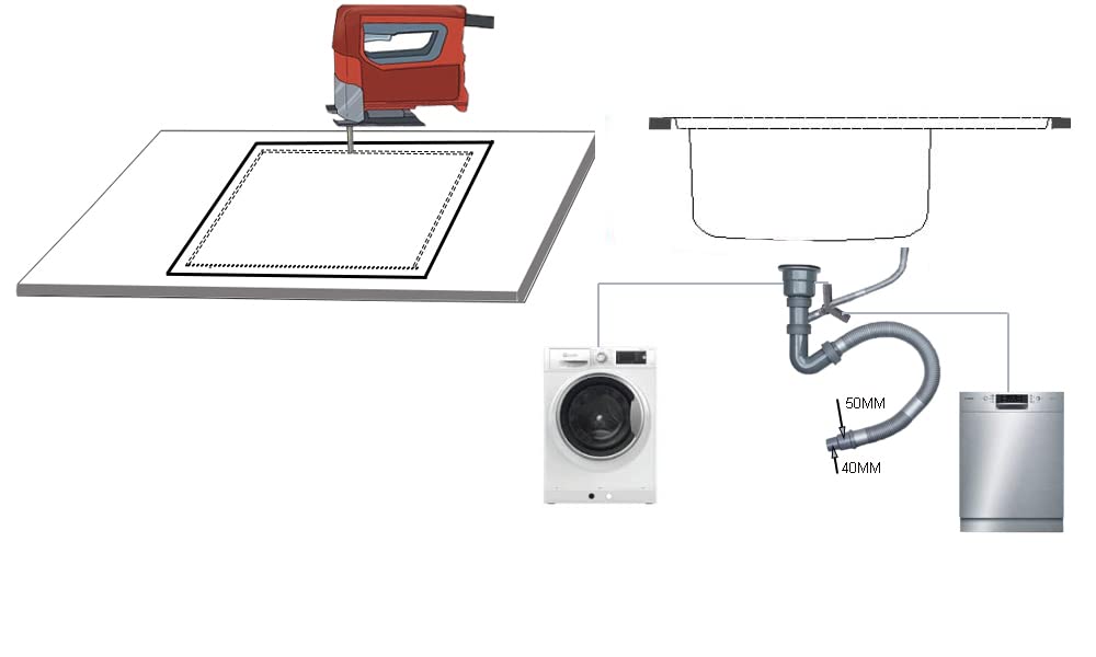 Fregadero de cocina de acero inoxidable 304 de 0,8 mm,Fregadero empotrado 1 seno 80 x 50 x20cm,pequeña rectangular (Escurridor a la izquierda)