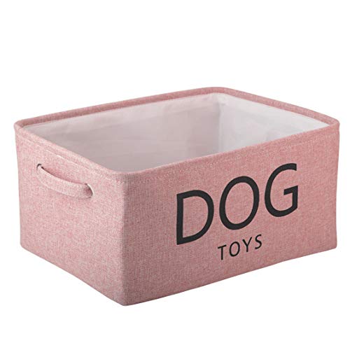 Pethiy Canvas cat Toy Basket-Basket with Handles for Clothes Storage for cat toy bin pet toy storage cat toy bin Pet Toy and Accessory Storage Bin-Pink