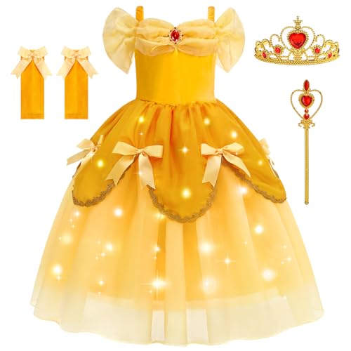 Vestido de Princesa con Luces Amarillo para Niñas miniatura 1