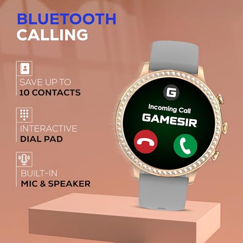 Image of GameSir GenDiva Smartwatch for Women with Bluetooth Calling, 1.69 inch AMOLED Display, 100+ Sports Modes, Health & Sleep Monitor, Voice Assistant, IP68 Waterproof, Long Battery Life, (Grey)