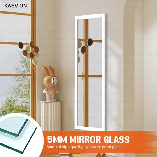Image of White Framed Full Length Mirror, 48 inch x 12 inch Wall Mounted Body Mirror with 5mm HD Shatterproof Glass, Vertical & Horizontal Hanging Mirror for Bedroom, Bathroom, Living Room, Entryway