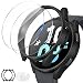 Produktbild [2+2Stück] Doeshine Hülle kompatibel für Samsung Galaxy Watch 5 44MM, PC Schutzhülle Schutz und HD Gehärtetes Displayschutz, Stoßfeste Kratzfest Schutzhülle Case für Samsung Galaxy Watch4/544MM