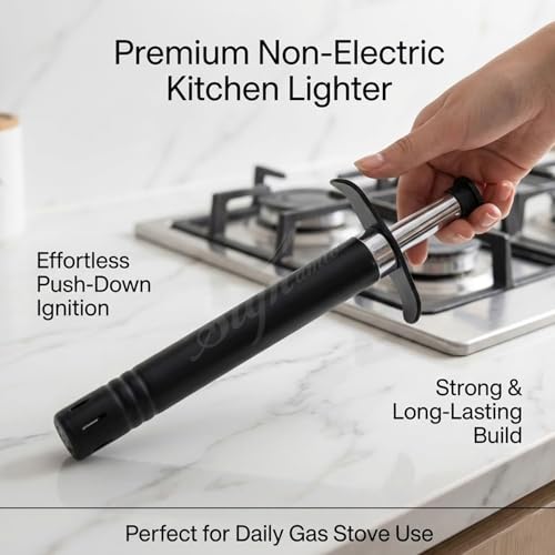 Image of Signamio Gas Lighter for Kitchen - Durable Lighter for Gas Stove, Easy-to-Use Gas Lighter with Ergonomic Handle, Safe Ignition, Perfect for Home Cooking, BBQ, and Camping Needs