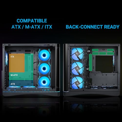 Image of SAMA V62 Mid-Tower PC Case, 7x120mm Pre-Installed ARGB PWM Fans, 4mm Tempered Glass, USB 3.1 Type-C & USB 3.0 Ports, 7 Slots, Support ATX /MATX /ITX (Back-Connect Compatible), Black