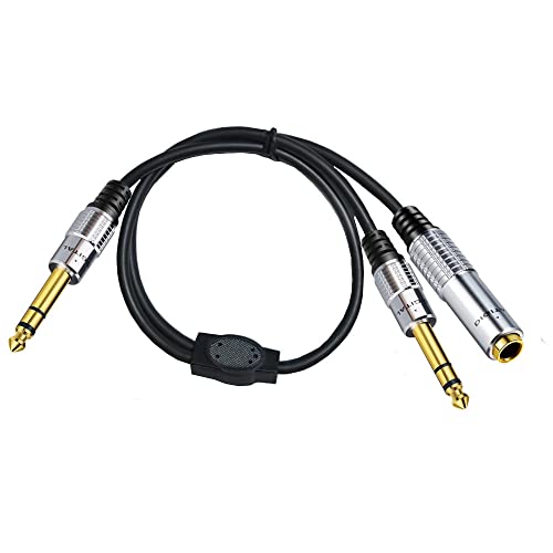 Cable divisor estéreo jack 6.35mm macho a doble macho y hembra miniatura 3