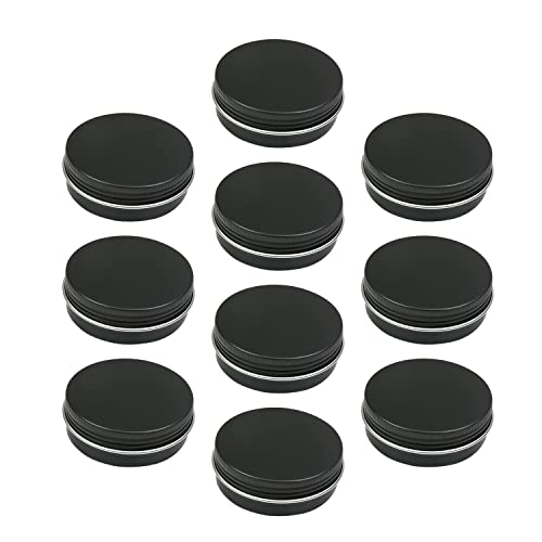 Image of Othmro 15pcs 2oz Metal Round Tins Aluminum Tin Cans Containers with Screw Lid, 68*25mm(DxH) Black tin cans for Salve, Spices, Lip Balm, Tea or Candies 60ml
