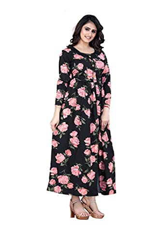 Image of H.E HAMZA ENTERPRISER Printed Crepe Material Brown Western Dress For Women
