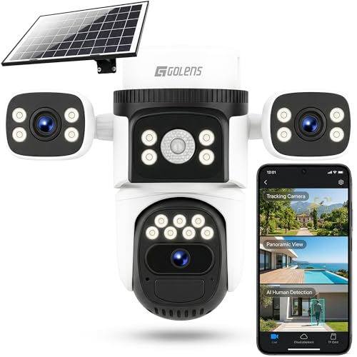 Image of WC22K Solar ECO 4G Solar Security Camera with 3 Lens, 360 Pan Tilt View, AI Human Detection, Color Night Vision, Dual Light Alarm, 12000mAh Battery, Two Way Audio, Waterproof Outdoor Surveillance