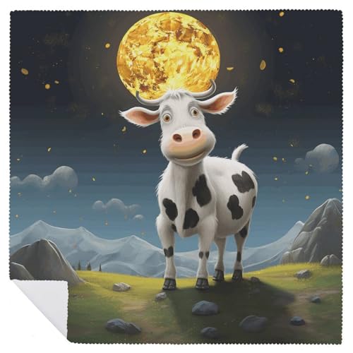Serviette en tissu vache sur la lune lavable pour table et décoration