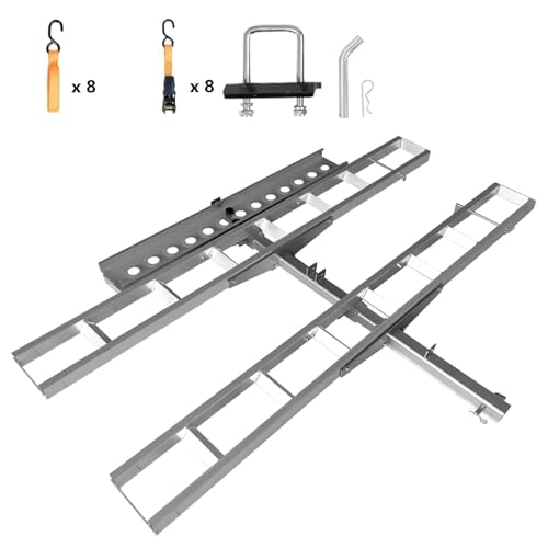 Motorcycle Carrier Ultra-Duty 600LB Motorcycle Hitch Carrier Rack | Plataforma arqueada y sistema anti-vibración para transporte profesional de motos de cross, rampa antideslizante y estabilización de conexión rápida miniatura 1