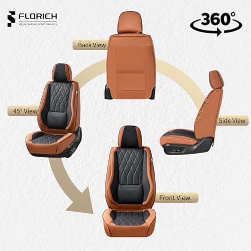 Image of FLORICH Automotive Seat Covers Leather Seat Covers Front Seat Driver Seat Covers with Lumbar Support Luxury Car Seat Covers Waterproof Seat Cushion Universal Fit for Most Cars Trucks SUV, Brown&Black