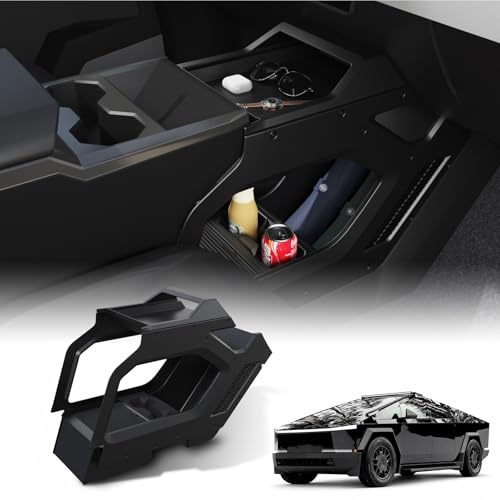 Airayvis Cyber Truck Center Console Organizer 20232026 Custom Fit Double-Layer Tray Insert Storage System Interior Black Lower Center Console Storage Box Cyber Truck Accessories 2025