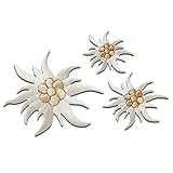 Set Edelweiß 3tlg. - Aufnäher, Bügelbild, Aufbügler, Applikationen, Patches, Flicken, zum aufbügeln, Größe: verschiedene Größen