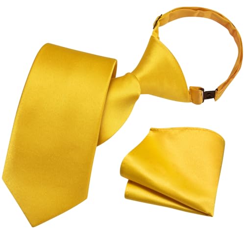Image of Barry.Wang Boys Ties Pre-Tied Satin Solid Color Kids Tie Pocket Square Set Adjustable Formal Necktie Graduation School