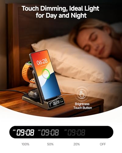 Image of SwanScout 703S Charging Station for Samsung S26 Ultra, 3-in-1 Wireless Charger for Galaxy S26+ /S25 /S24 Ultra /S24 /Z Flip /Fold, for Galaxy Watch Ultra /8 /7 /6, for Galaxy Buds3 Pro (No Adapter) (Black)