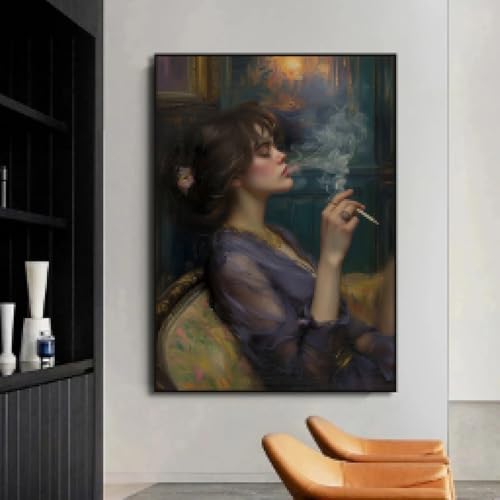 Peinture murale vintage femme affiche toile déco maison 21x30