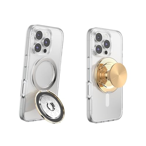 Image of PopSockets Kick-Out Grip for MagSafe, Adjustable Kickstand for Portrait or Landscape, Magnetic Stand, Gold - Gold Radial