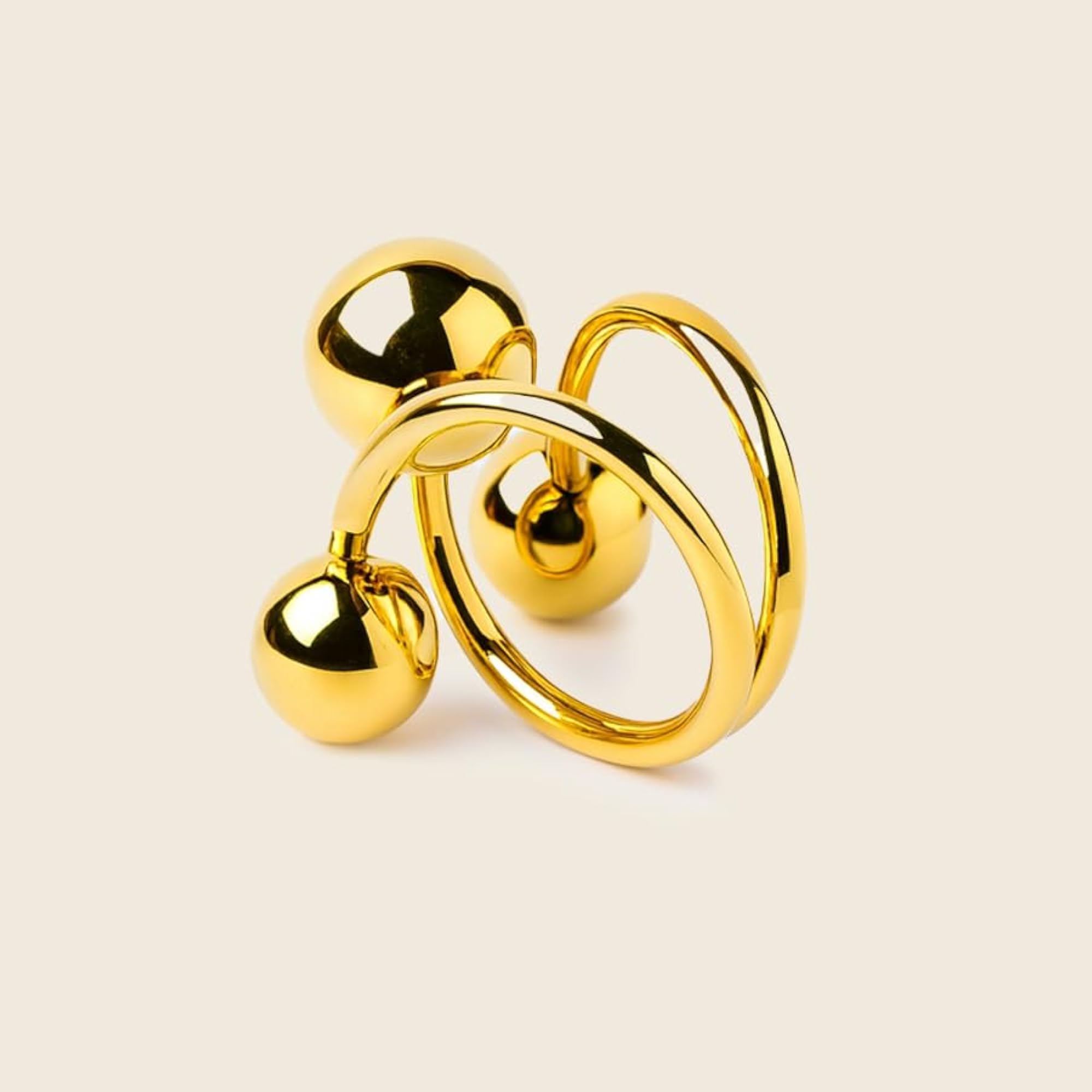Abstract Gold Statement Sphere Ring for Women