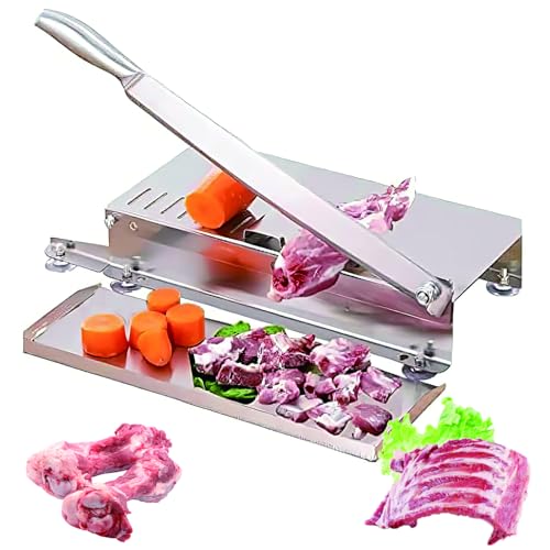 Máquina cortadora de huesos, cortador manual de carne con cuchillas de 220/270/370 mm, base antideslizante, bandeja extraíble, picadora resistente para cocina y carnicería