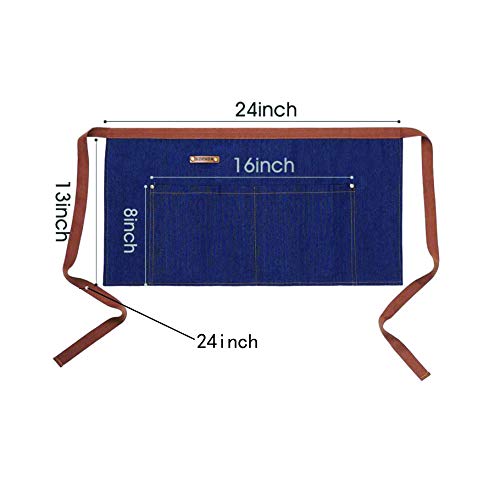 Kpd 2 Pack Blue Unisex Waist Denim Aprons For Home And Kitchen,Chef Denim Apron For Waitress Half Short Aprons Restaurant For Women Men Serve #TOP1