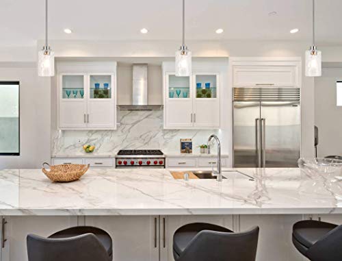 Xinbei Lighting Mini Pendant Light 1 Light Glass Pendant Lighting, Modern Adjustable Kitchen Hanging Light Brushed Nickel Finish Xb-P1227-Bn #TOP5