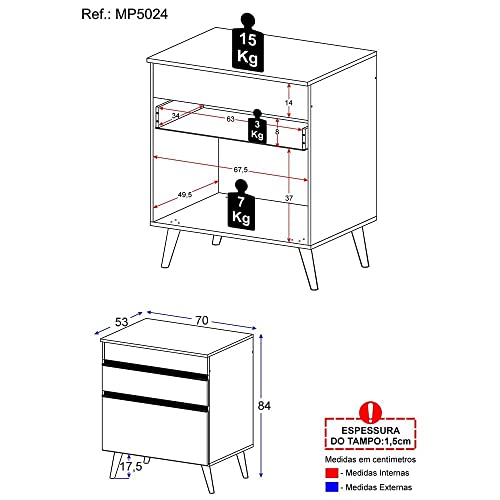 Gabinete Banheiro 1 Porta e 1 Gav Retrô 70cm Multimóveis Mp5024 Branco