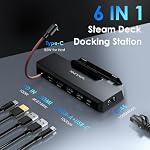 Dock de pont à vapeur, WAVLINK 6-in-1 Station d'amarrage pour Deck Steam/ROG Ally avec 4K@144Hz HDMI 2.1, 100W PD dans, 3X 10G USB 3.2, Gigabit RJ45