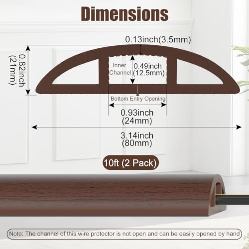 Image of Eapele Floor Cord Cover 10ft (2 Pack) Cord Covers for Wires on Floor, Heavy Duty Extension Cord Cover, Rubber Floor Cable Cover, Prevent Trip Hazard for Sidewalk Home Office Outdoor or Indoor Settings