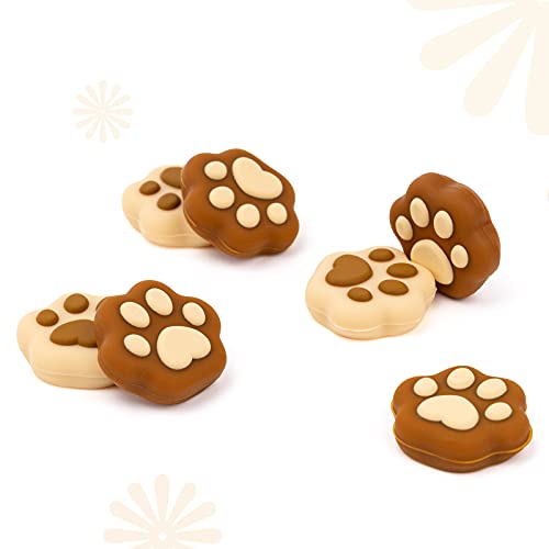 Image of GeekShare 4PCS Cat Paw Shape Thumb Grip Caps,Soft Silicone Joystick Cover Compatible with Switch /OLED /Switch Lite (Milk Tea Brown)