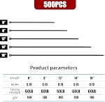 Zip Ties Assorted Size,6+8+12+14+18 Inch,70 LBS 500PCS Tensile Strength Heavy Duty Cable Wire Ties With Self-Locking Adjustable More Durable Nylon Tie Wraps for Indoor Outdoor