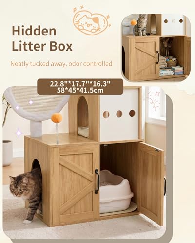 Casa para gatos Heybly con caja de arena 64 pulgadas miniatura 2