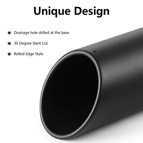 A-Karck Exhaust Tip 3 Inch Inlet, 3" Inlet 4" Outlet 12" Long Black Coated Finish Muffler Tip For Truck Tailpipe, Stainless Steel Rolled Edge #TOP2