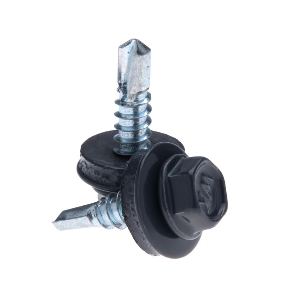 Roofing Screws 4.8x19mm (RAL 7024 Graphite) Self-drilling Metal to Metal Screws With Hexagon Head and Sealing washer - Image 2
