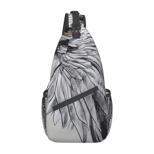 Sac à dos à bandoulière pour homme et femme noir avec motif aigle
