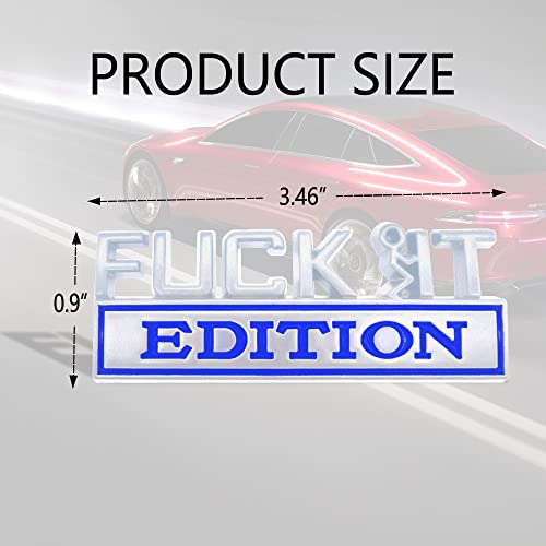 Image of Fuck IT Edition Emblem, Car Exterior Emblems Badge 3D Sticker Decal, Fuck-IT Edition Emblem 3D Fender Badge Decal, 3D Fender Badge Decal Car Truck Replacement, Fit for All Cars (Sliver Blue)