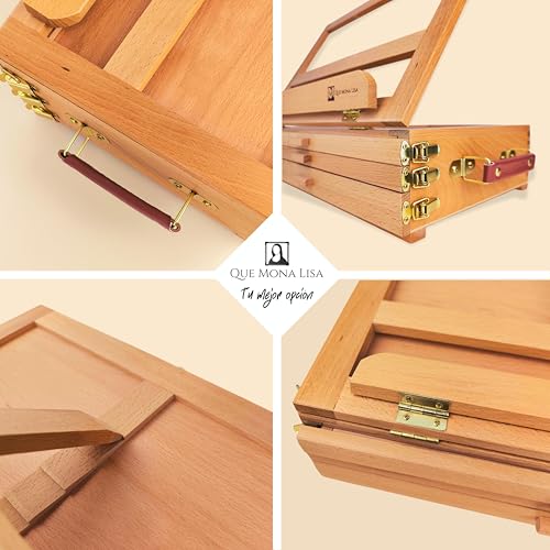 Caballete mesa plegable profesional REMBRANDT, Altura Ajustable lienzos para pintar, Caballete Madera de Haya con 3 cajones para pinturas, atril pintura para adultos, niños, principiantes - imagen 4