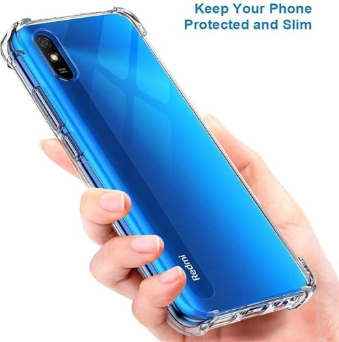 Image of BOXXO Flexible Back Cover for Mi Redmi 9A | Back Cover Transparent Clear Shockproof Case Four Corner Protection | Slim Protective Mobile Phone Cover for Mi Redmi 9A