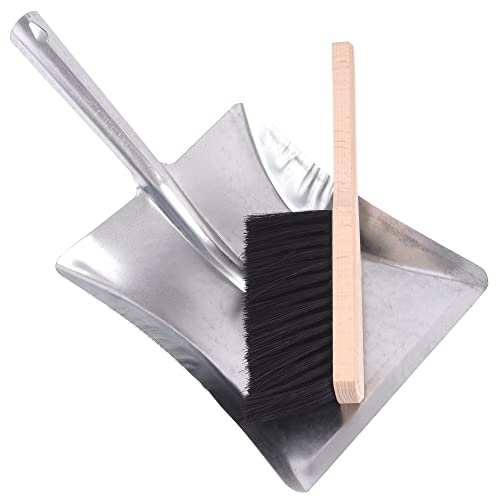 BAUSTER® 2 Stück Besen mit Kehrschaufel Set Handbesen Schaufel Kehrgarnitur Kehrblech und handfeger Metall Verzinkt Handfeger und Schaufel kaminbesen – Bild 7
