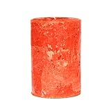 Rustic Textured Burnt Orange Unscented Pillar Candle - Choose Size - Handmade
