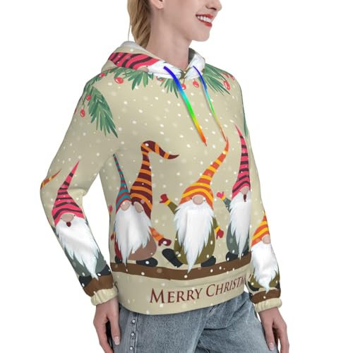 Sweat à capuche femme imprimé nains de Noël pull ajusté EdWal - 3