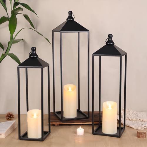 MATAHUM 22'' 19'' 17'' Lanterns Decorative Outdoor Indoor, Set of