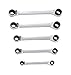 Steelman Pro 96748 Double Box-End Deep Universal Spline Reversible Ratcheting Wrench Set, 5-Piece Metric