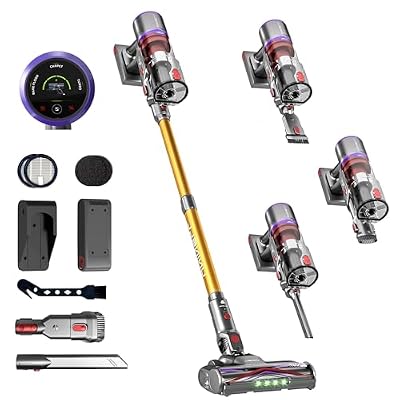 Cordless Vacuum Cleaner, 650W 55KPA 70Mins Stick Vacuum Cleaners for Home, Anti-Tangle Vacuum Cordless with Touch Screen and 1.8L Cup, Self-Standing Vacuum Cleaner for Home/Pet Hair/Carpets/Floors