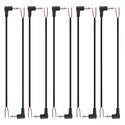 Câble TS mono audio mâle angle droit vers câble nu jack 2 pôles pour rechange haut-parleur