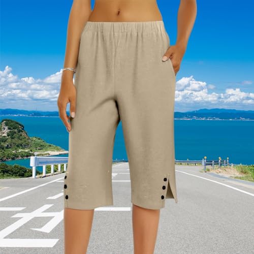 Pedal Pushers for Women, Comfortable Breathable Women Shorts for Seniors Lightweight Casual Pants for Summer4