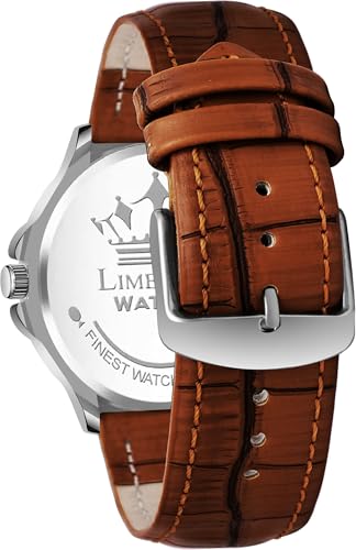 Image of LIMESTONE Men's Analog Quartz Watch with Day & Date Display, Leather /Silicone Strap - Casual & Formal Wrist Watch for Men