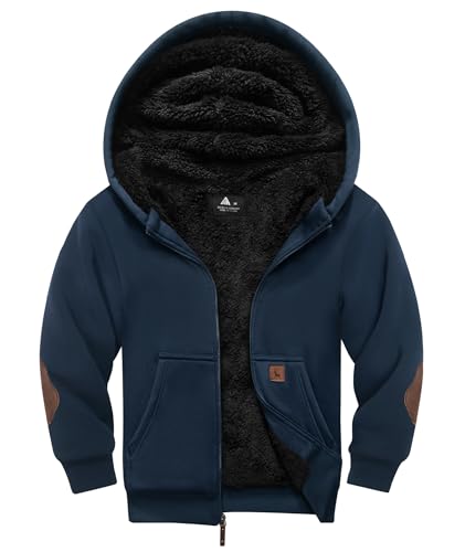 Image of Boys Zip Up Hoodie Kid Hooded Jacket | Fleece Lining,Soft Warm coat,Fall Winter Outwear for 6-15 Years Unisex,Sweatshirt Suitable for School,Outdoor