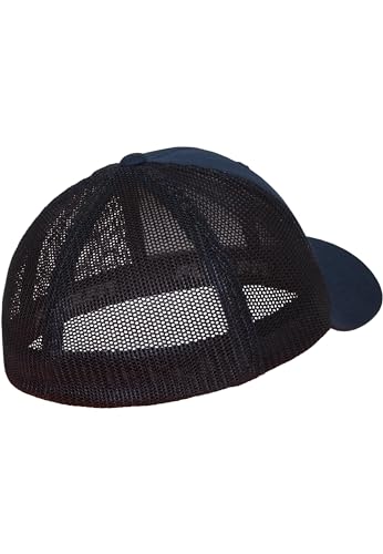 Image of Flexfit Trucker Mesh Fitted Cap | 6-Panel, Mid-Profile, Stretchable Mesh Backing, Flexfit Sweatband, Curved Visor, Silver Undervisor