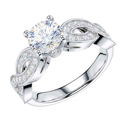 THELANDA 1CT Genuine Moissanite or Simulated Diamond Twisted Intersecting Infinity Engagement Ring Wedding Ring Bridal Set For Women2