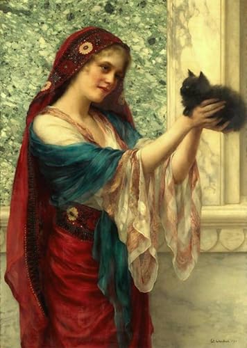 Murale Tableaux Toile Femme au Chat : Oubliez les Murs Vides avec Wontner